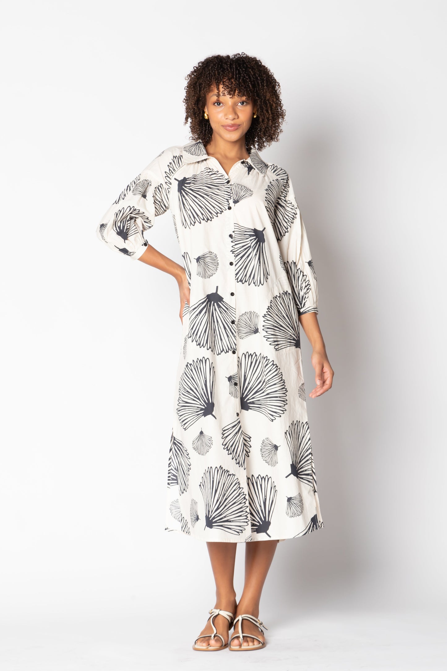 Division Itami Moussi LS Button Dress (Natural)