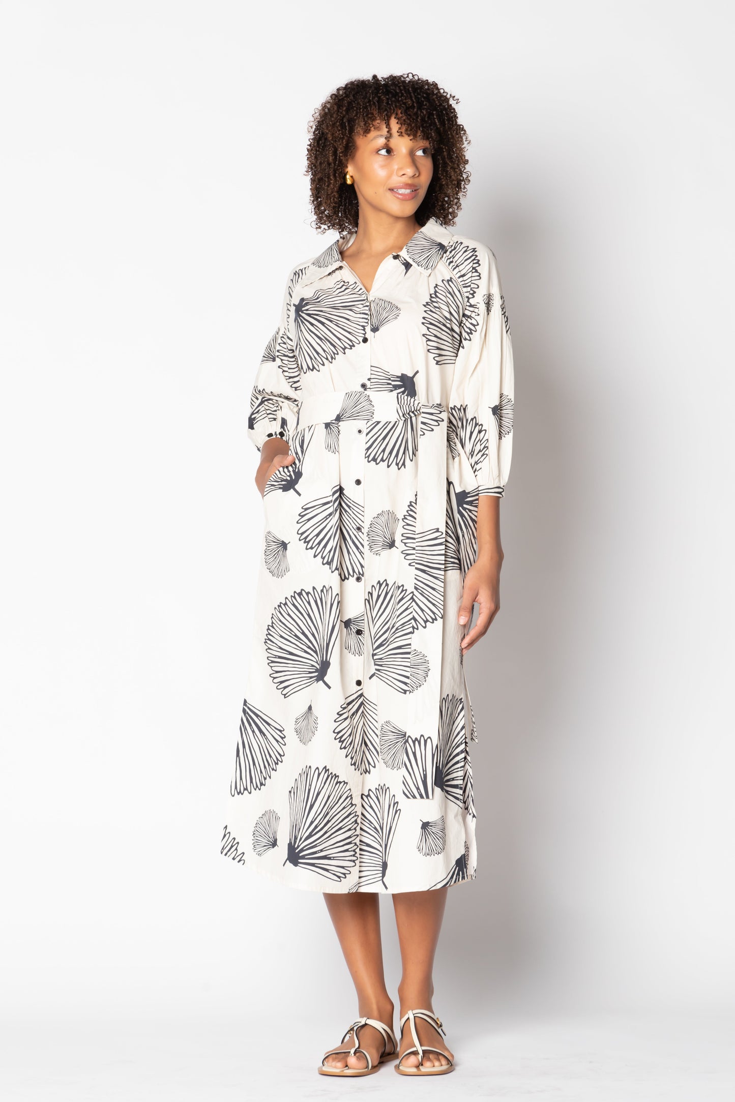 Image of Dresses. Productname: Itami Moussi LS Button Dress Natural in Natural colour by brand - Itami Division