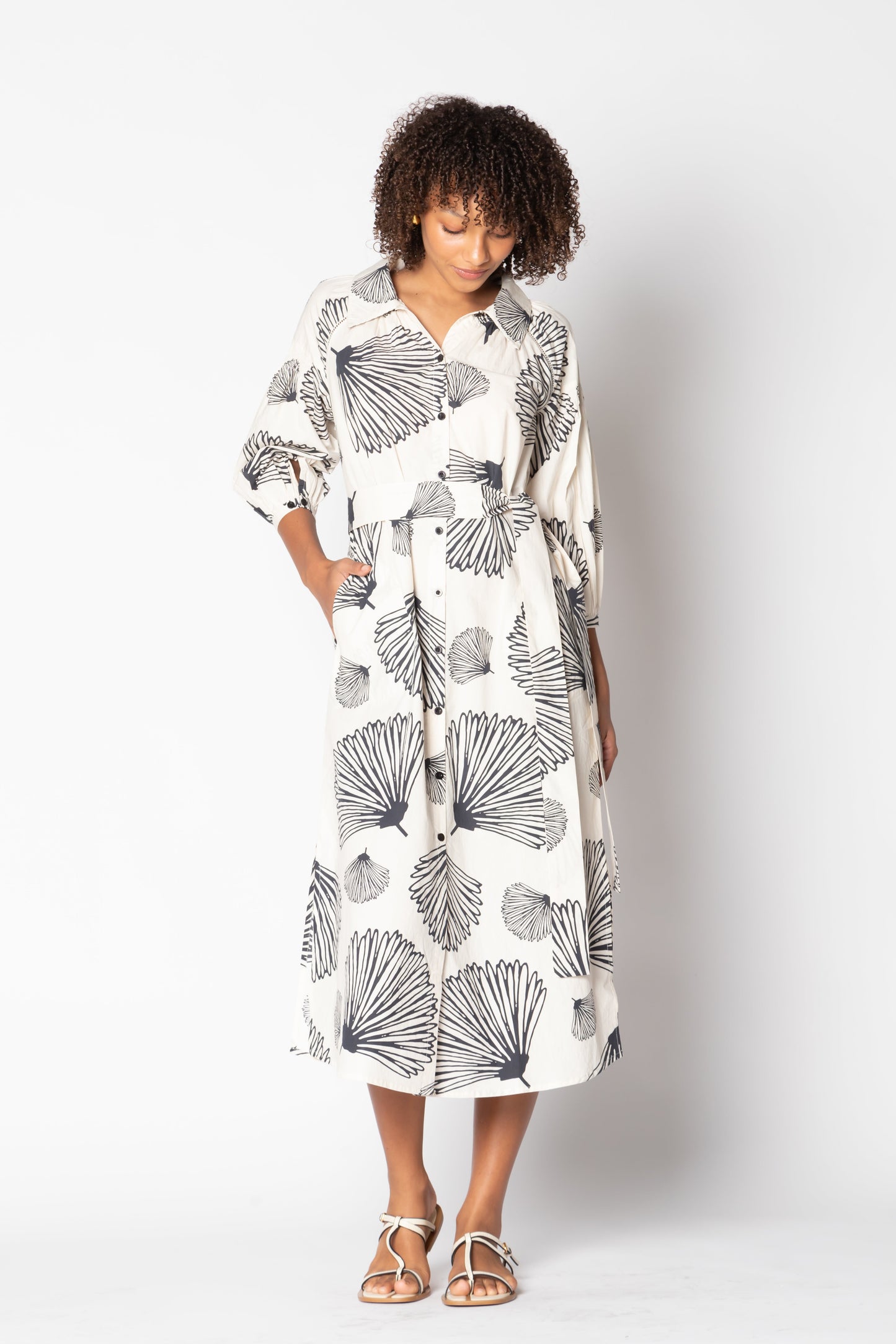 Division Itami Moussi LS Button Dress (Natural)