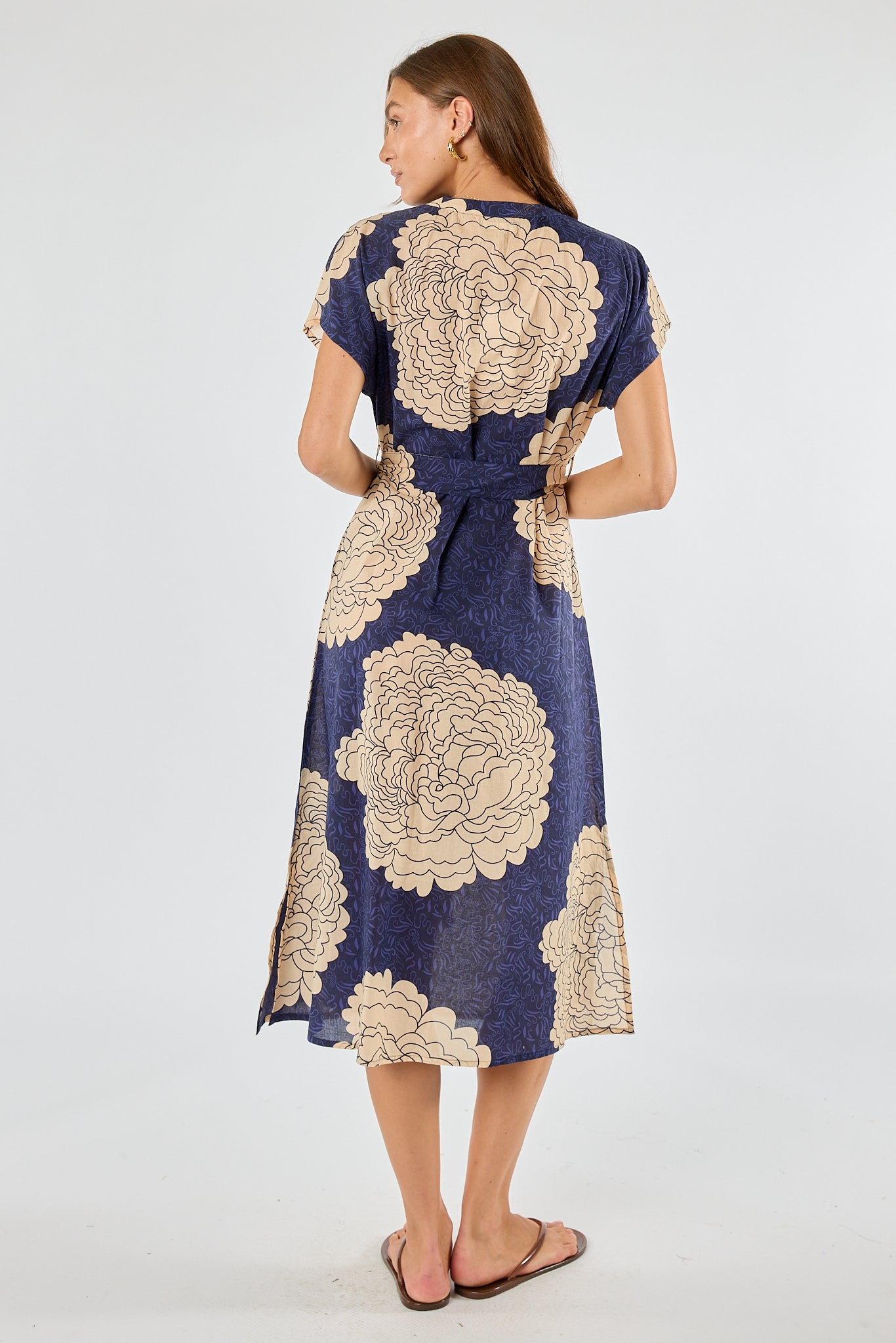 Division Itami Orient Capped Sleeve Dress (Navy)