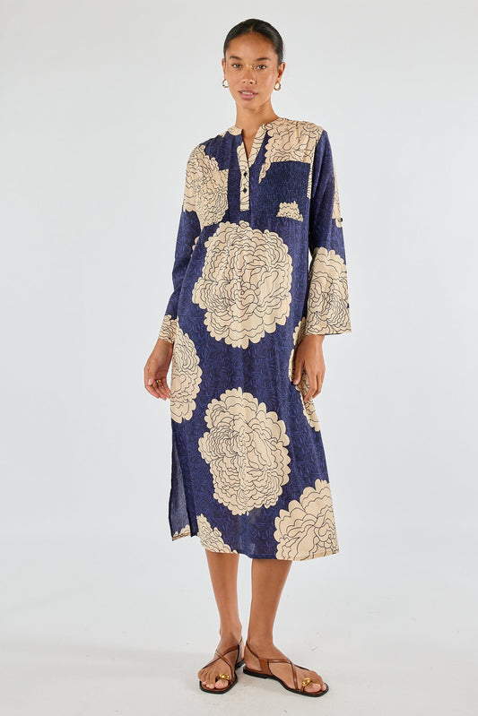 Division Itami Orient Long Sleeve Dress (Navy)
