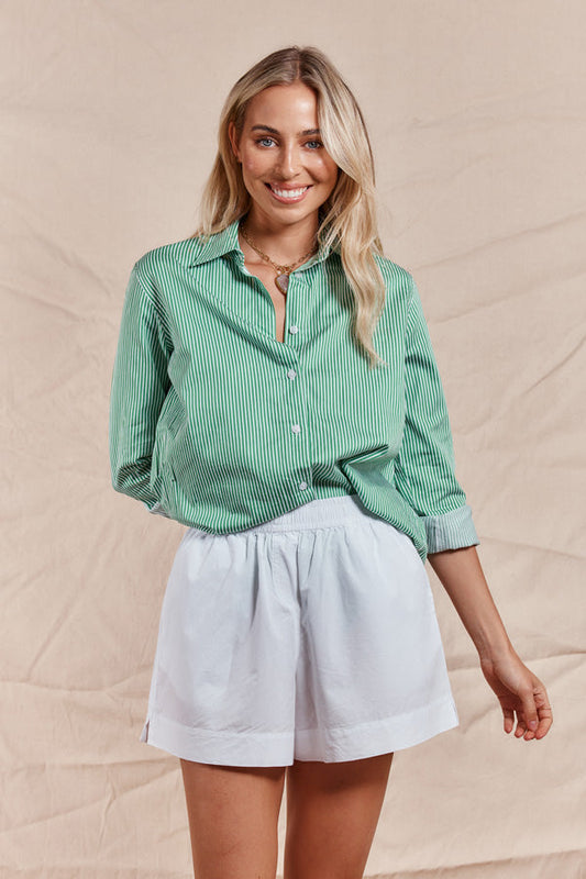 Image of Shirts. Productname: Itami Pamplone Shirt Green Stripe in Green colour by brand - Itami Division