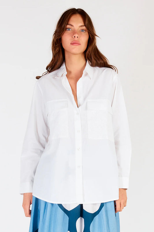 Division Itami Pamplone Shirred Pocket Shirt (White)
