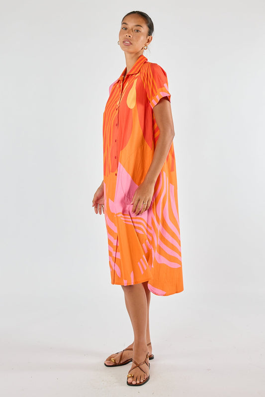 Division Itami Papillon Button Dress (Orange)