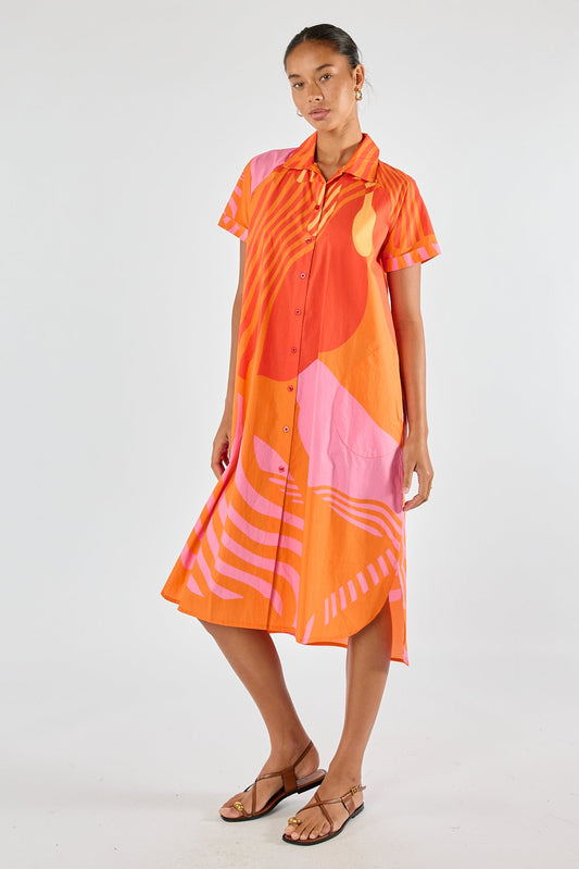 Image of Dresses. Product name - Itami Papillon Button Dress Orange in Orange colour by brand - Itami Division