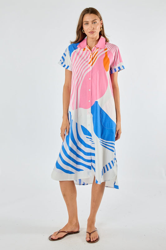 Image of Dresses. Product name - Itami Papillon Button Dress White in White colour by brand - Itami Division
