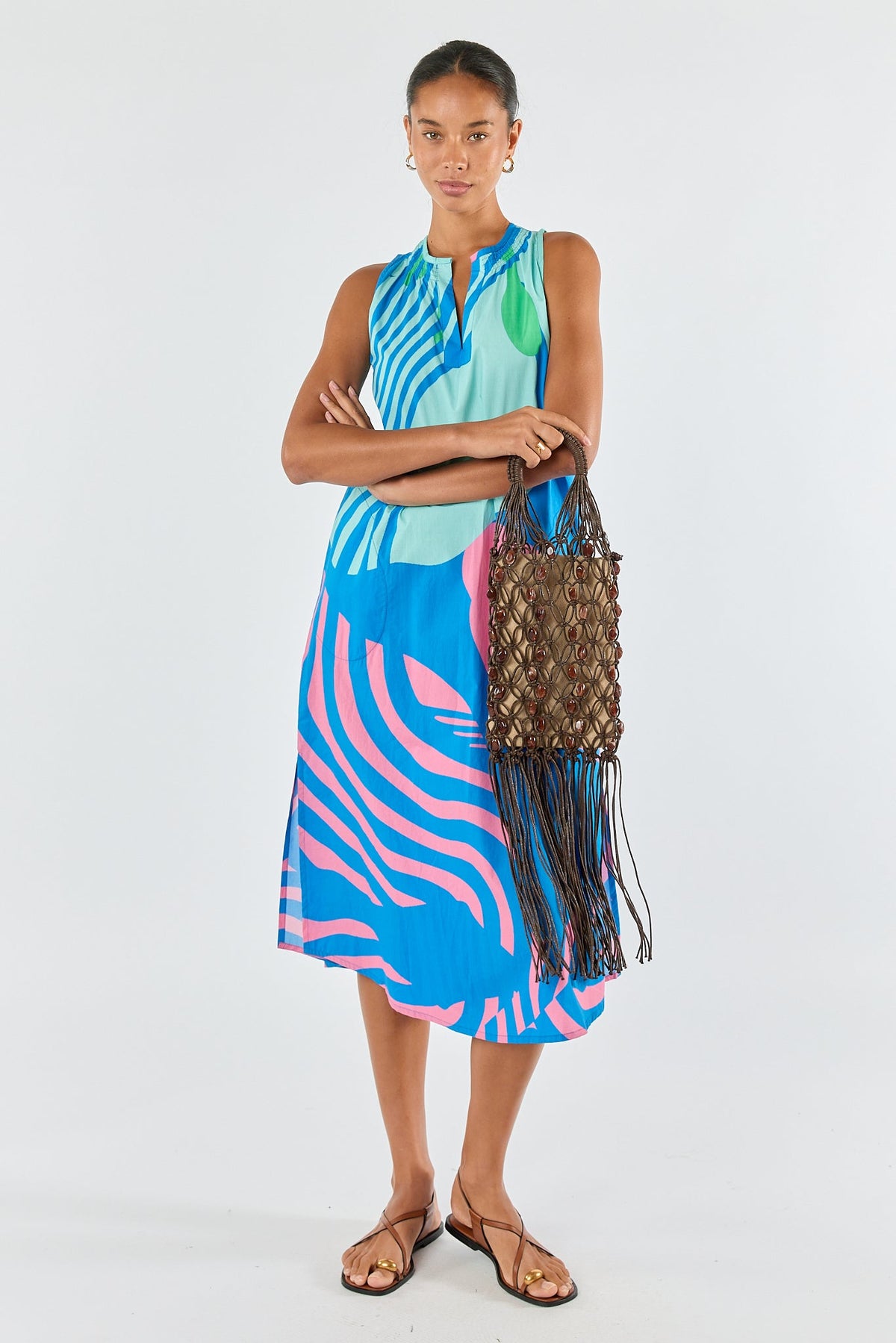 Image of Dresses. Product name - Itami Papillon S/Less Dress Blue in Blue colour by brand - Itami Division