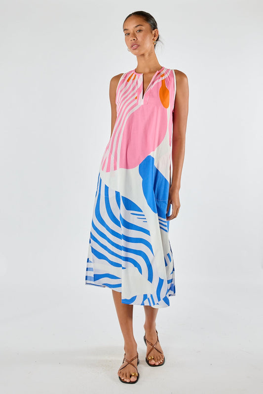 Image of Dresses. Product name - Itami Papillon S/Less Dress White in White colour by brand - Itami Division