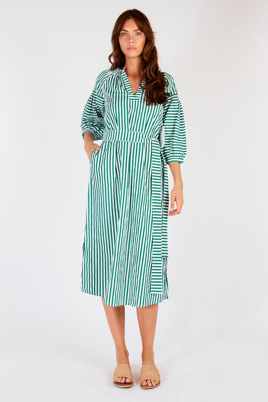 Image of Dresses. Productname: Itami Sakanto Kaftan Green Stripe in Green colour by brand - Itami Division