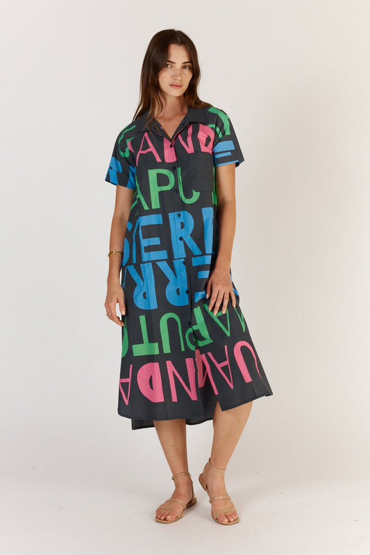 Image of Dresses. Productname: Itami Sierra Button Dress Navy in Navy colour by brand - Itami Division