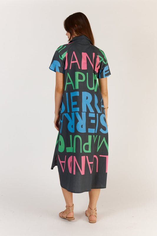 Itami Sierra Button Dress (Navy)