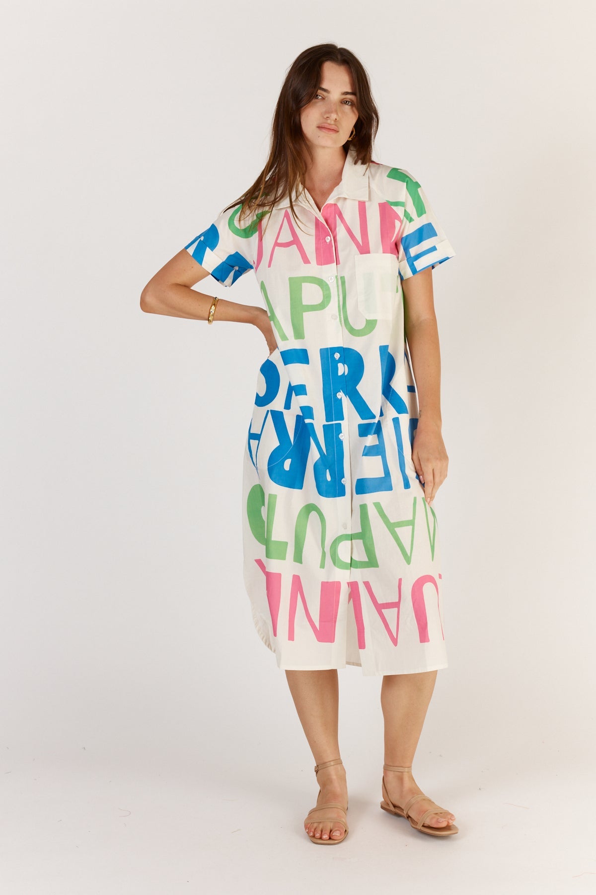 Division Itami Sierra Button Dress (White)