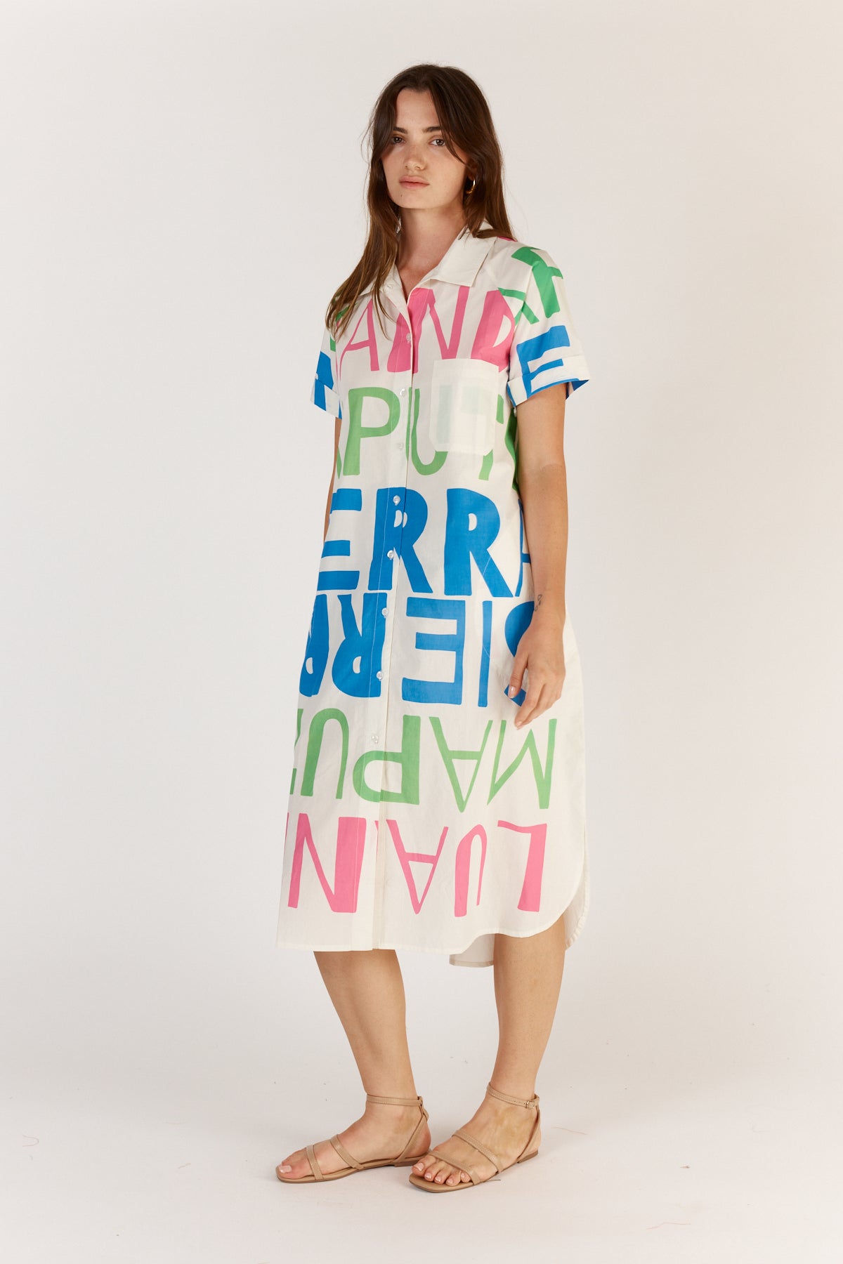 Division Itami Sierra Button Dress (White)