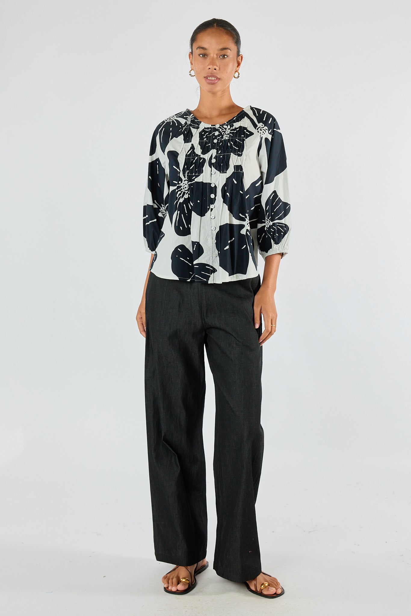 Image of Jeans. Product name - Itami St Jean Top White in White colour by brand - Itami Division