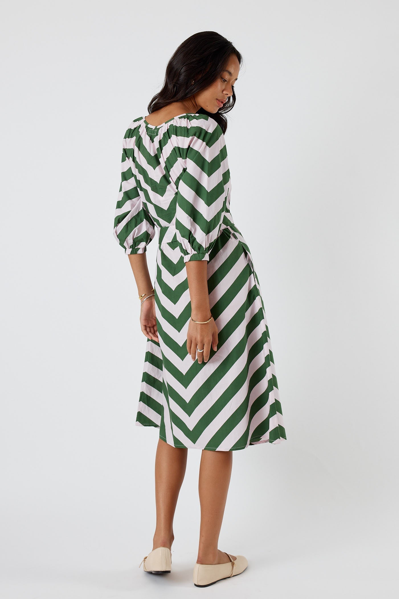 Division Itami Stripe Button Dress (Olive)