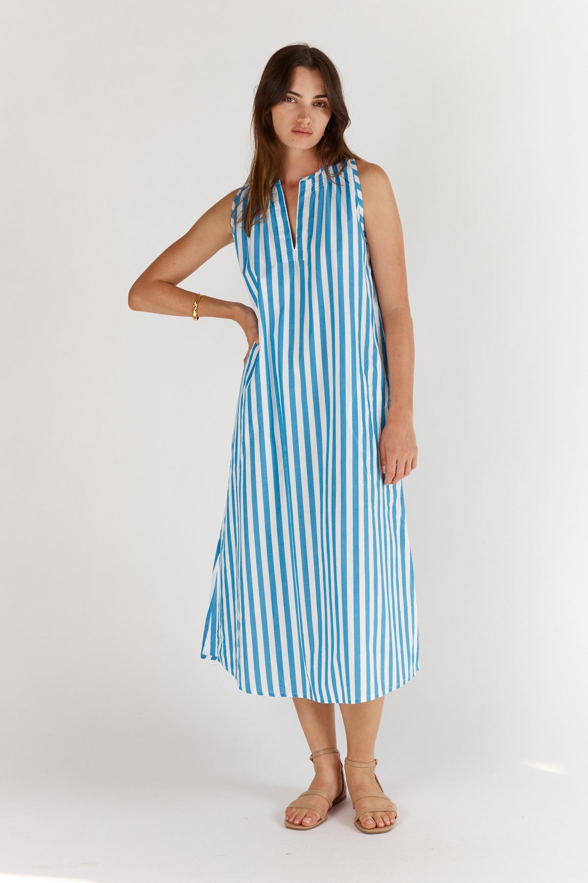 Division Itami Stripe Sleeveless Dress (Blue)