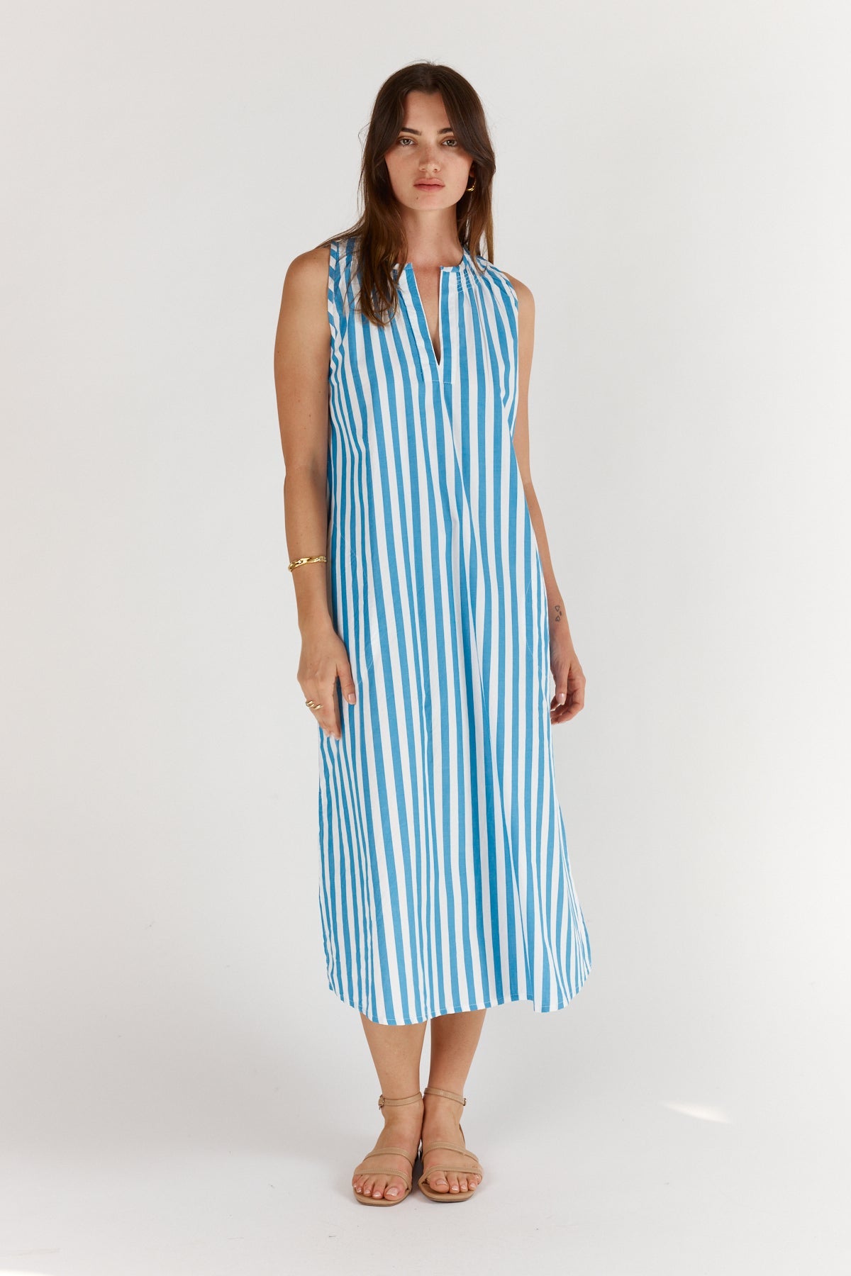 Division Itami Stripe Sleeveless Dress (Blue)