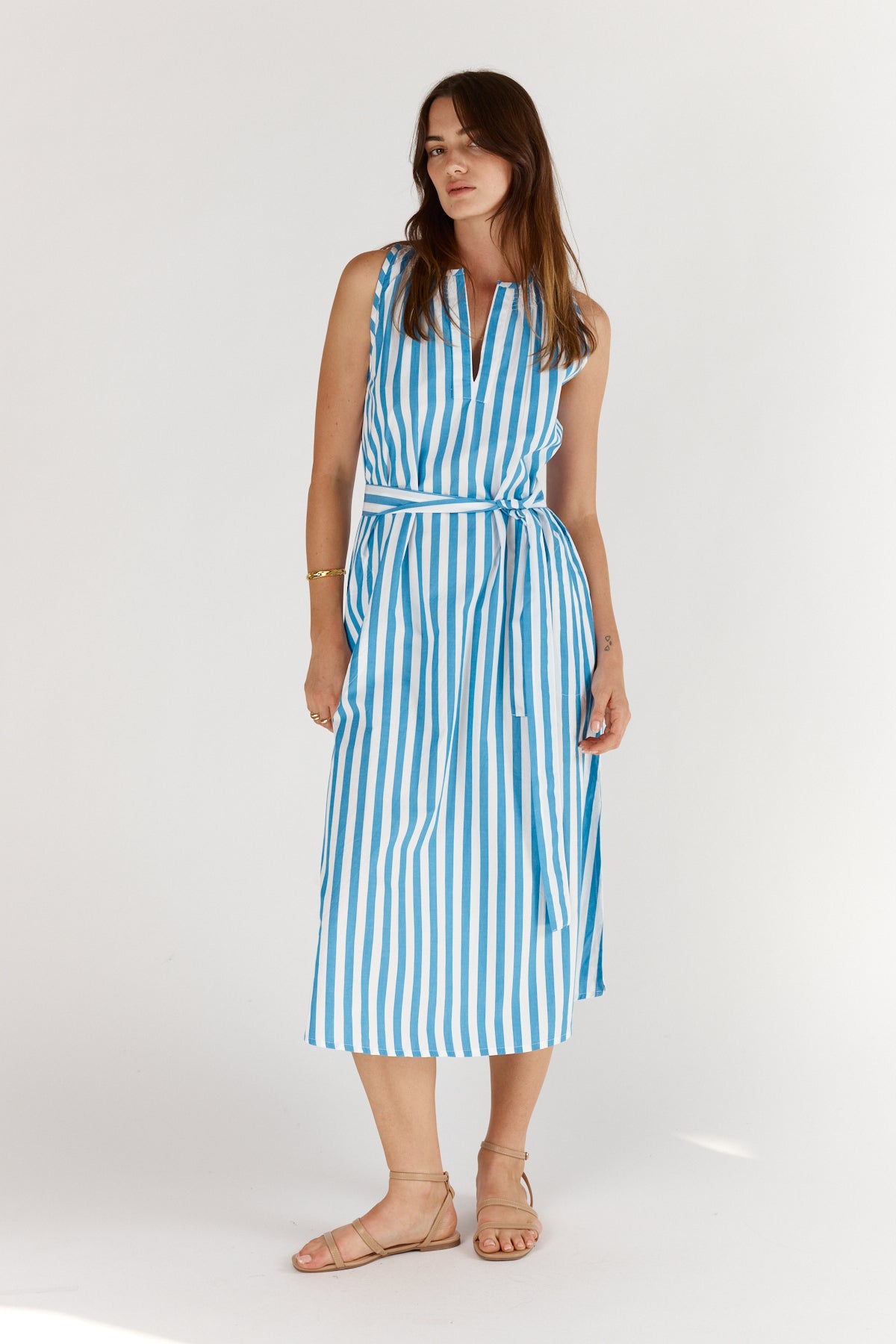 Division Itami Stripe Sleeveless Dress (Blue)