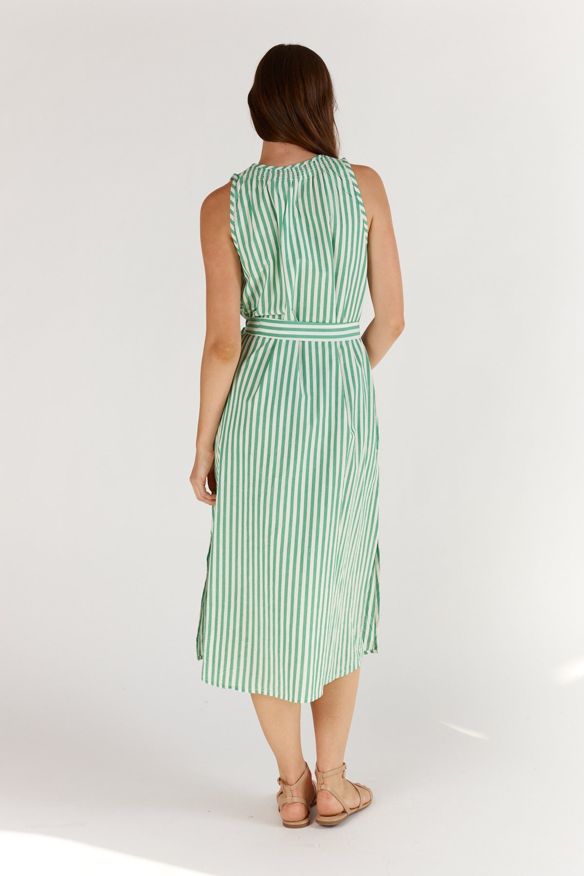 Division Itami Stripe Sleeveless Dress (Green)
