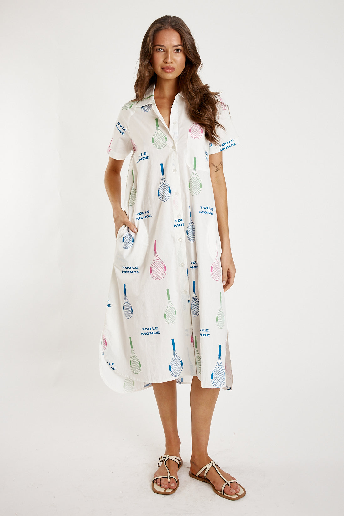 Division Itami Tout Le Tenis Button Dress (White)