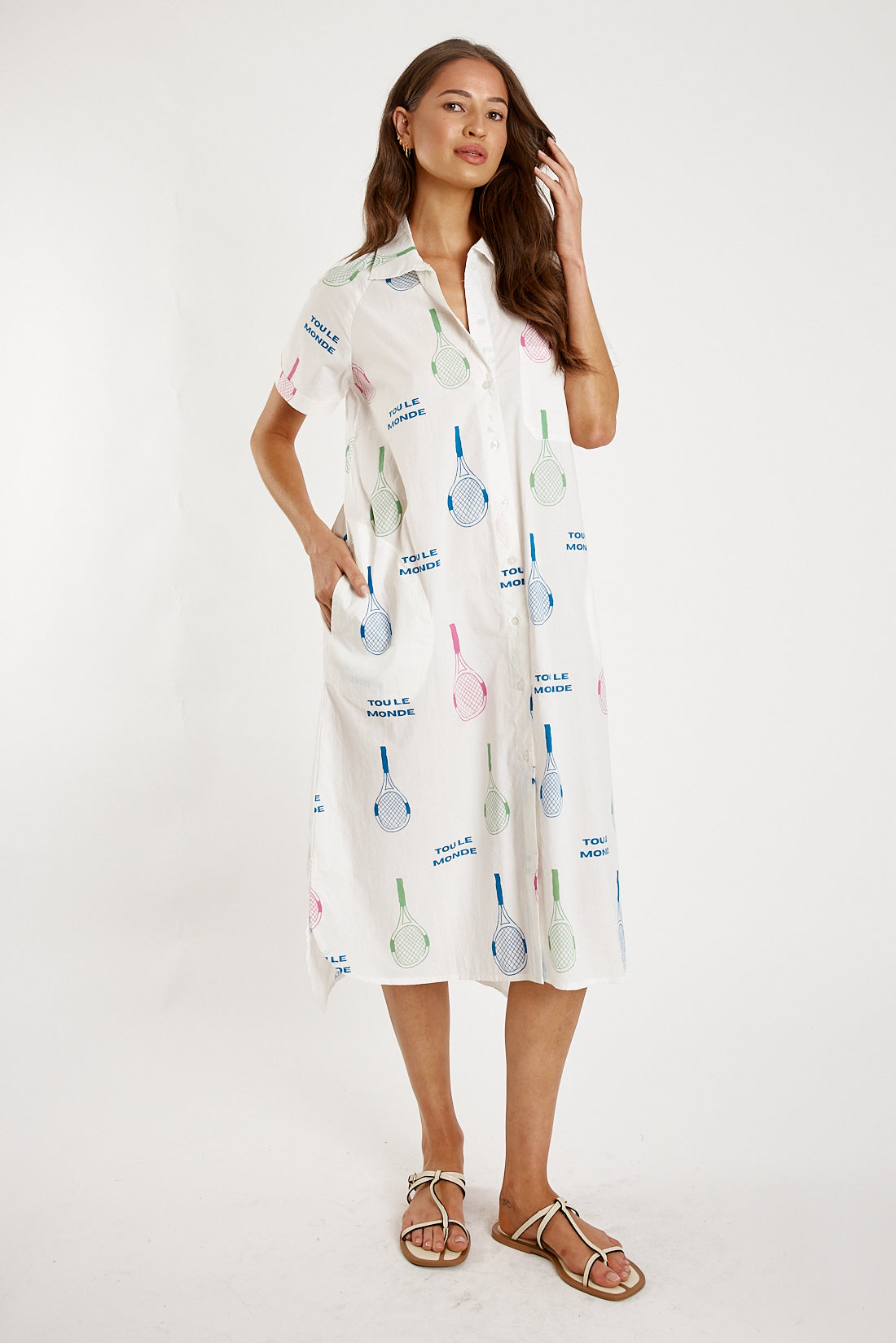 Division Itami Tout Le Tenis Button Dress (White)