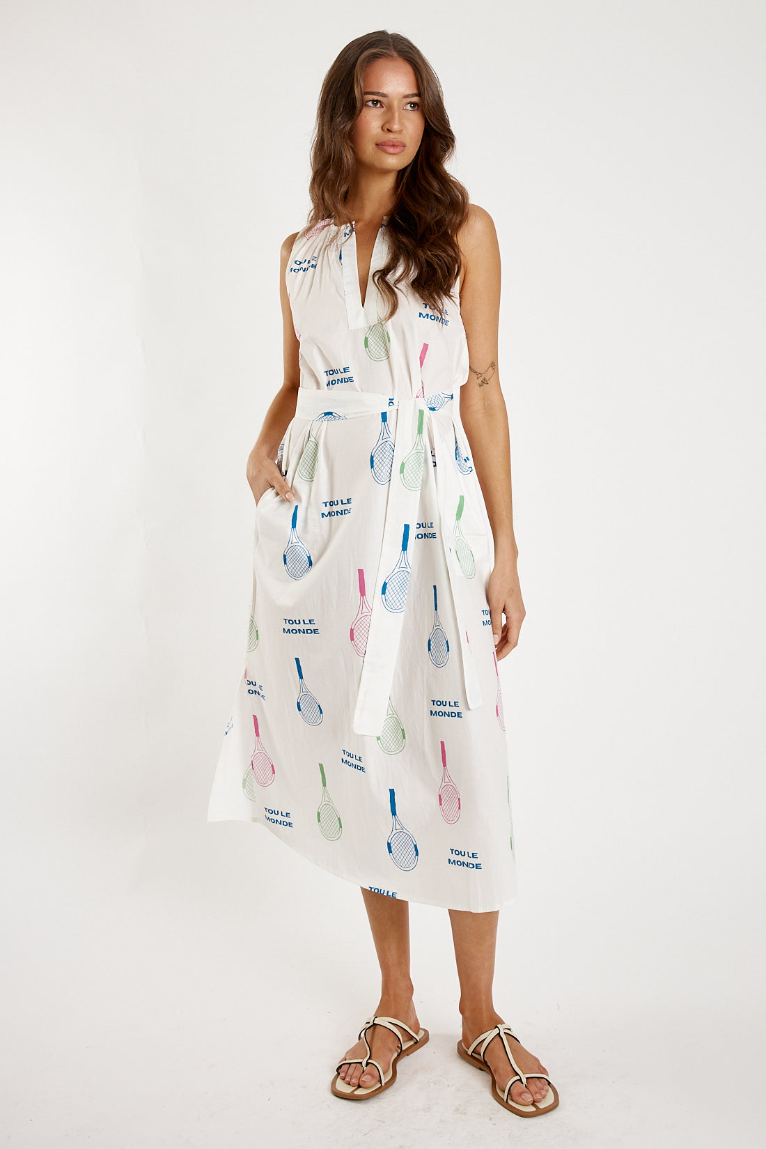 Image of Dresses. Productname: Itami Tout Le Tenis S/Less White in White colour by brand - Itami Division