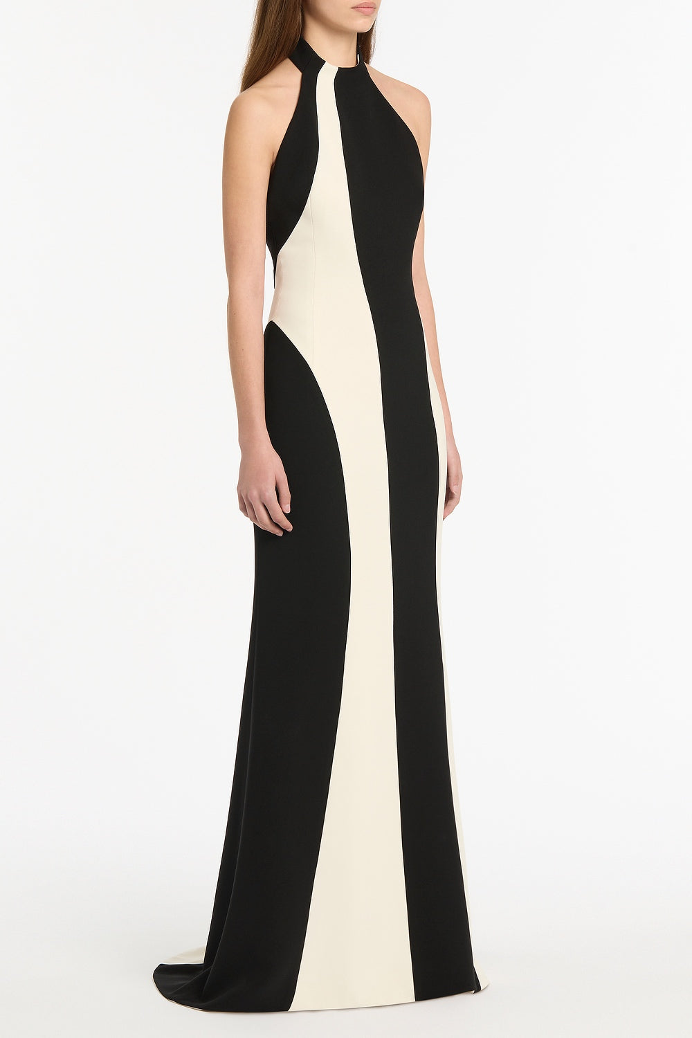 Carla Zampatti Ivory And Crepe Panel Gown (Black)