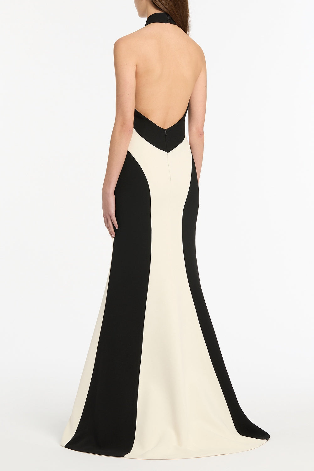 Carla Zampatti Ivory And Crepe Panel Gown (Black)