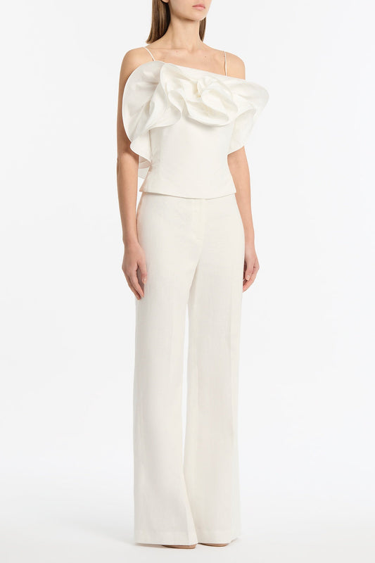 Carla Zampatti Cotton Taffeta Flower Top (Ivory)