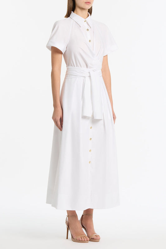Carla Zampatti White Cotton Wrap Shirt Dress (Ivory)