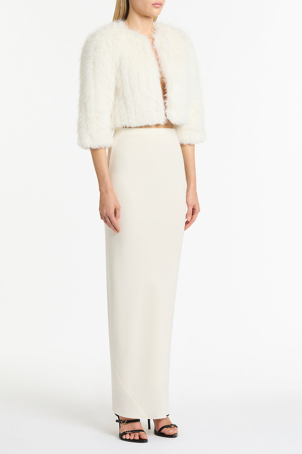 Carla Zampatti Ivory Crepe Bias Skirt (Cream)