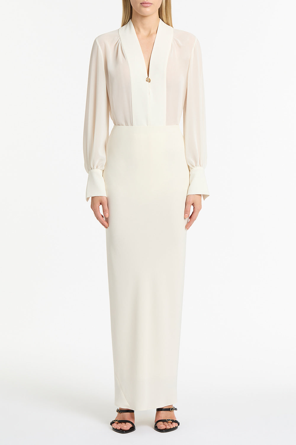 Carla Zampatti Ivory Crepe Bias Skirt (Cream)