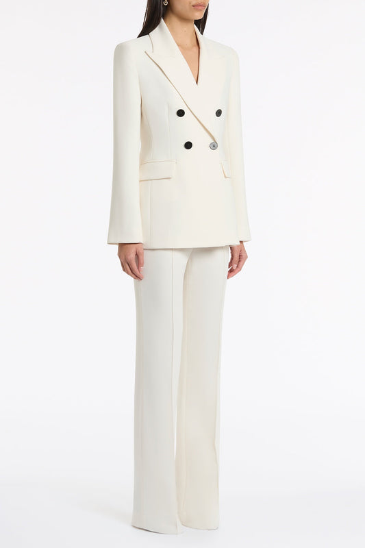 Carla Zampatti Crepe Double Breasted Blazer (Ivory)