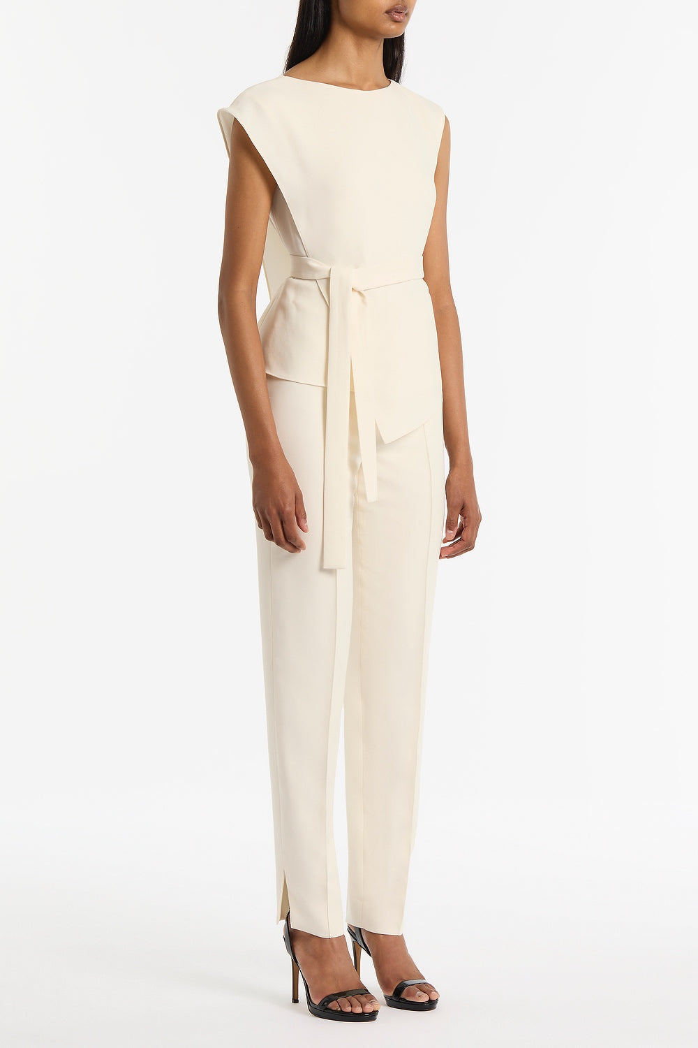 Carla Zampatti Ivory Crepe Draped Top (White)