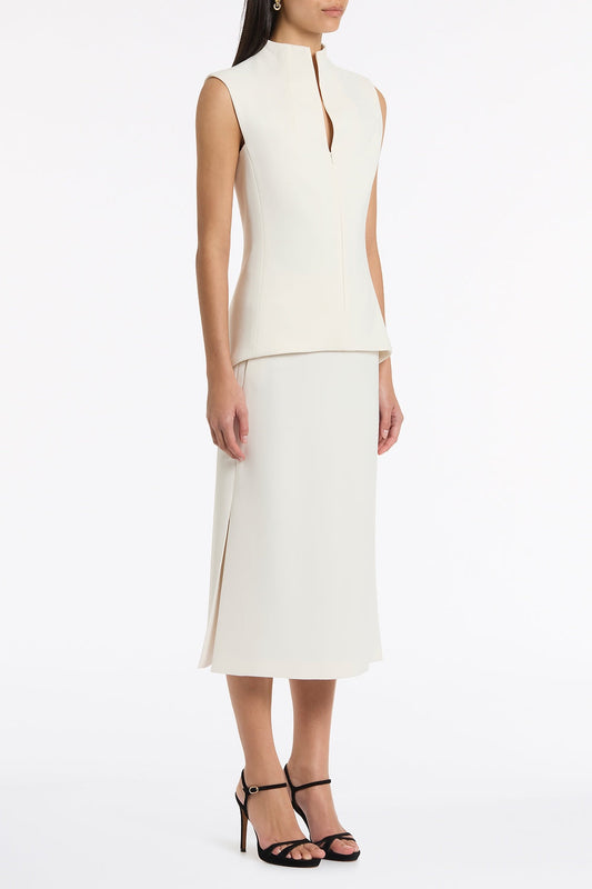 Carla Zampatti Crepe High Neck Fitted Bodice (Ivory)