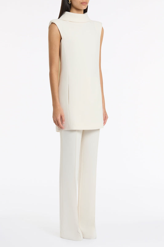 Carla Zampatti Crepe Folded Collar Tunic (Ivory)