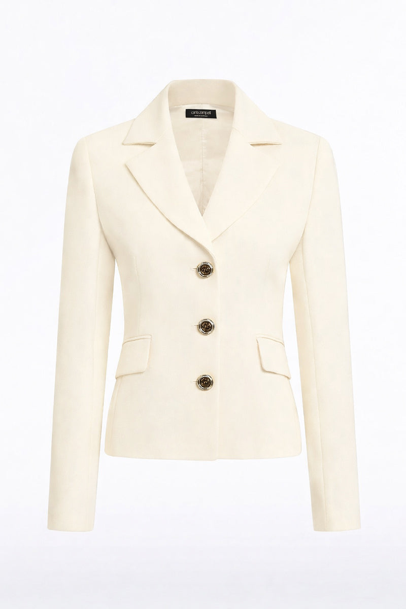 Carla Zampatti Crepe Fitted Waist Jacket (Ivory)