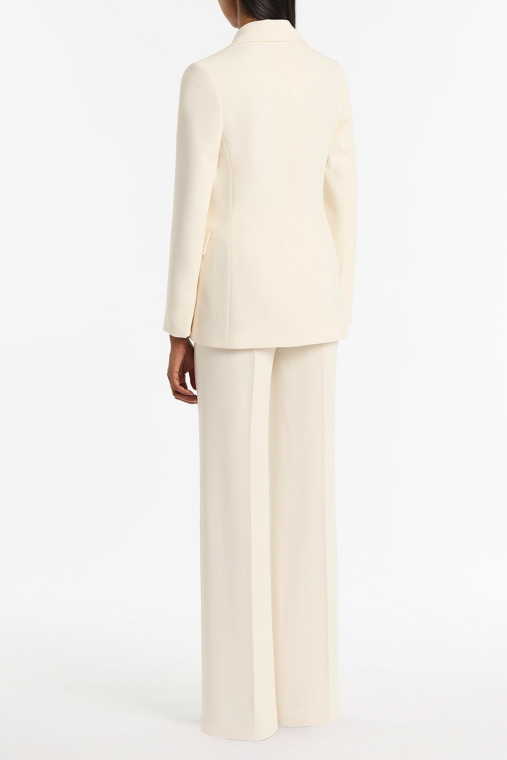 Carla Zampatti Ivory Crepe Long Line Jacket (White)