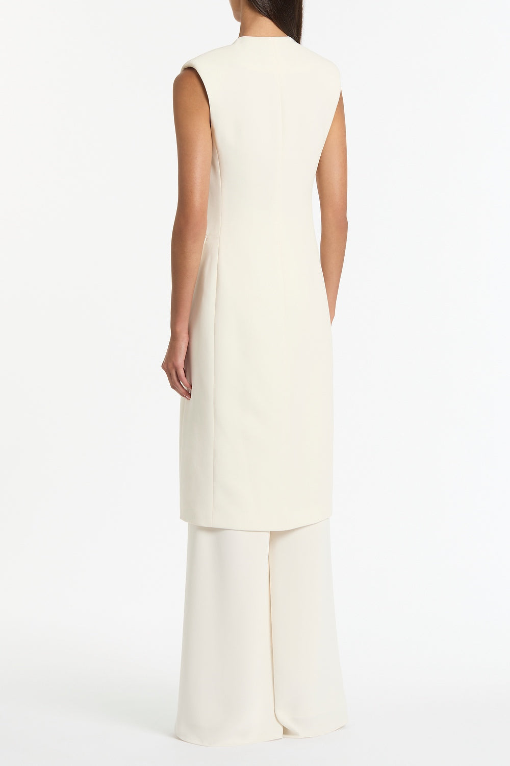 Carla Zampatti Ivory Crepe Long Line Vest (White)