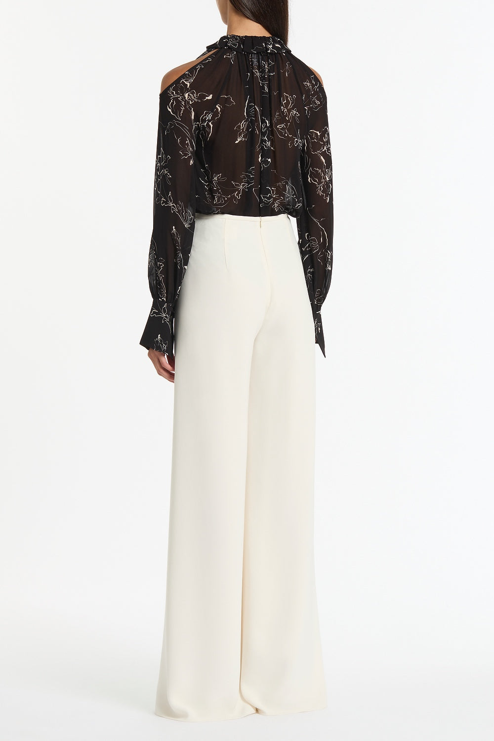 Carla Zampatti Ivory Crepe Palazzo Pant (White)