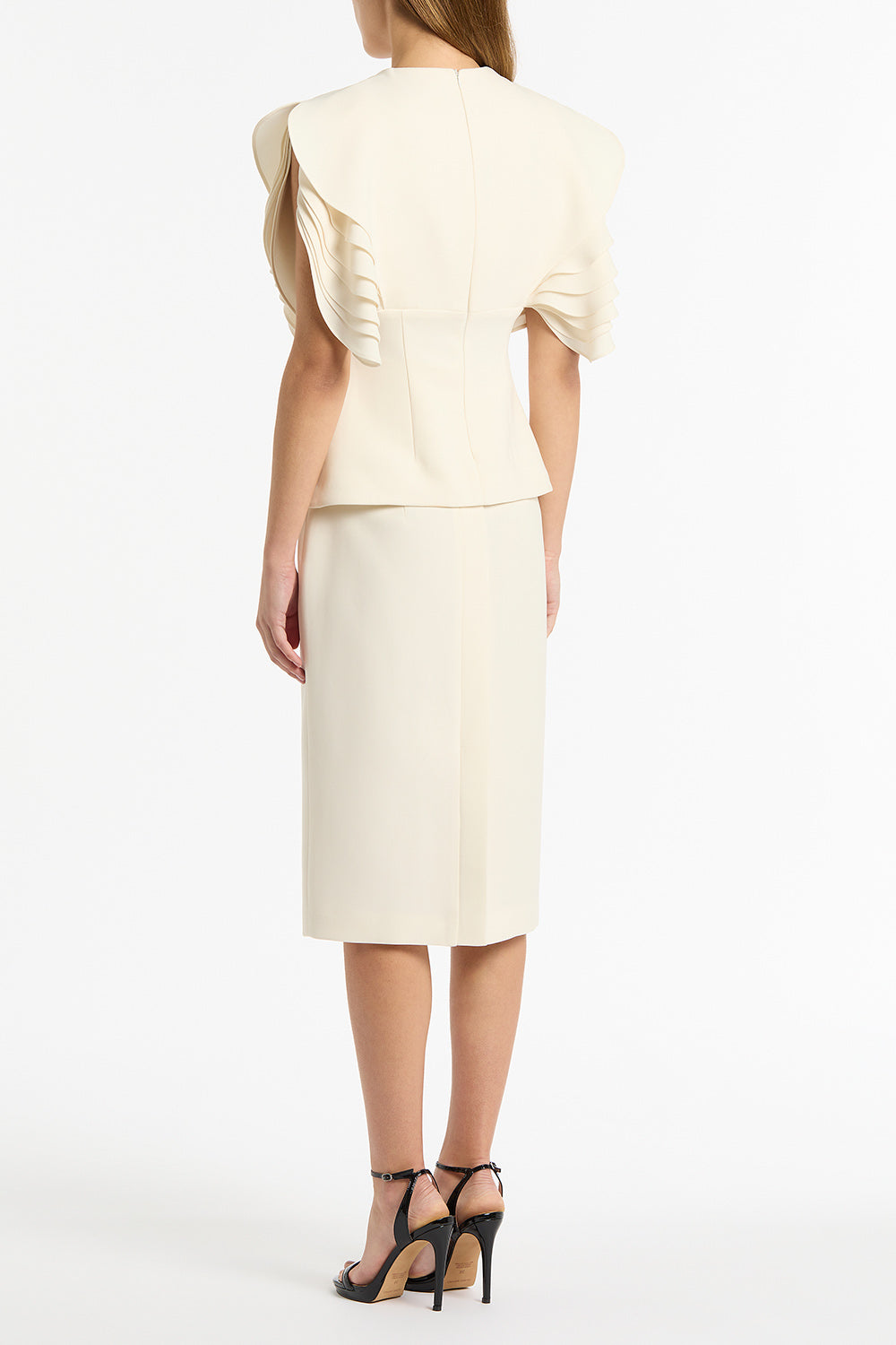Carla Zampatti Ivory Crepe Pencil Skirt (White)
