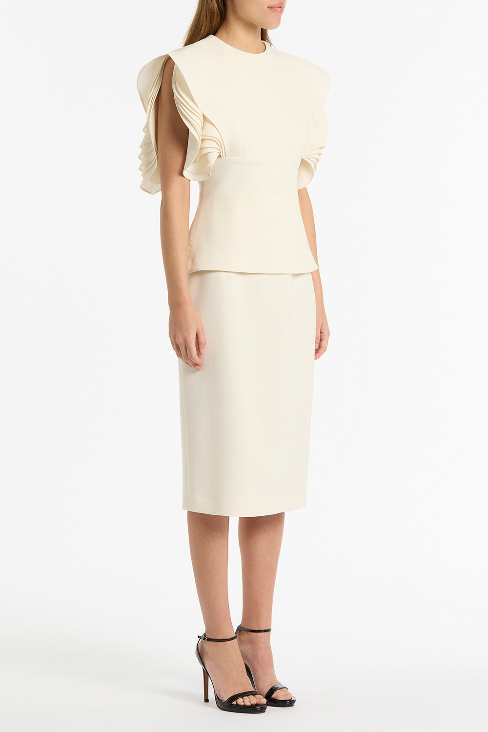 Carla Zampatti Ivory Crepe Pencil Skirt (White)