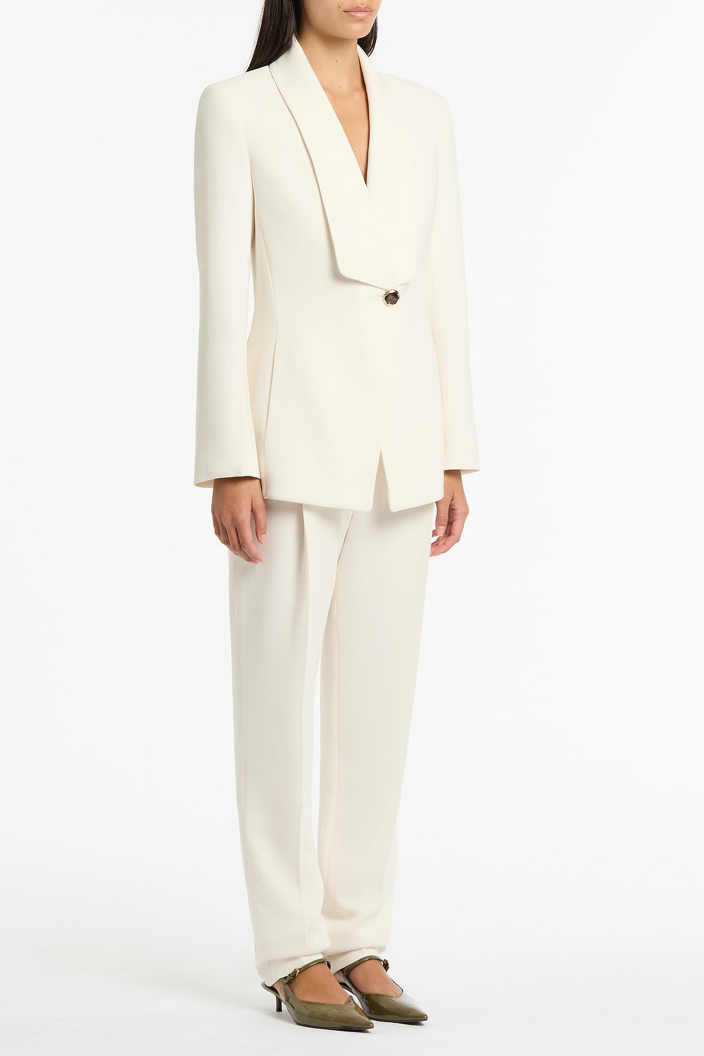 Carla Zampatti Crepe Shawl Collar Jacket (Ivory)