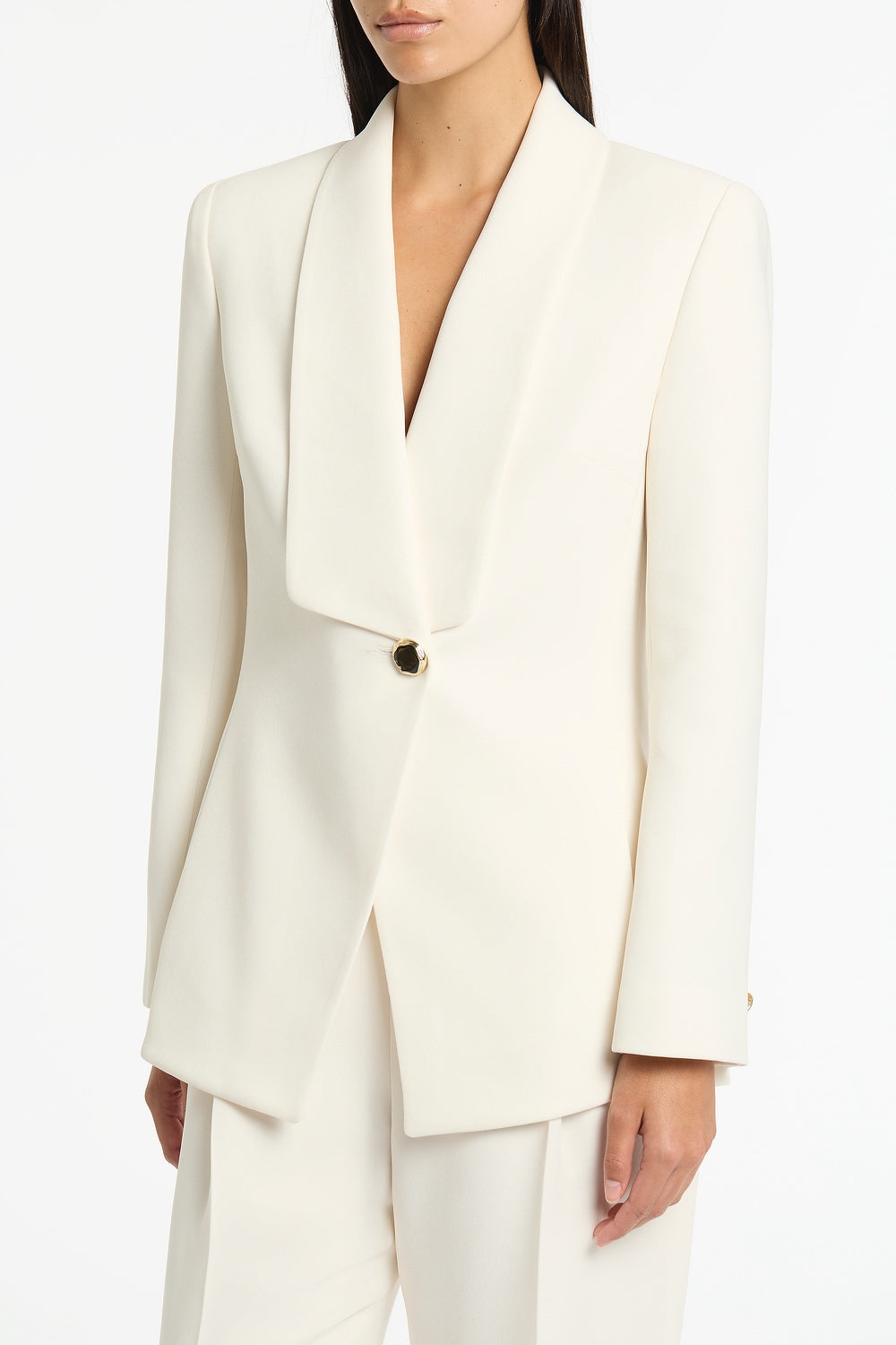 Carla Zampatti Crepe Shawl Collar Jacket (Ivory)