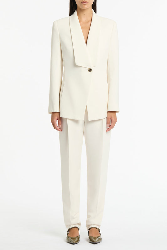 Image of Coats & Jackets. Product name - Ivory Crepe Shawl Collar Jacket in Ivory colour by brand - Carla Zampatti