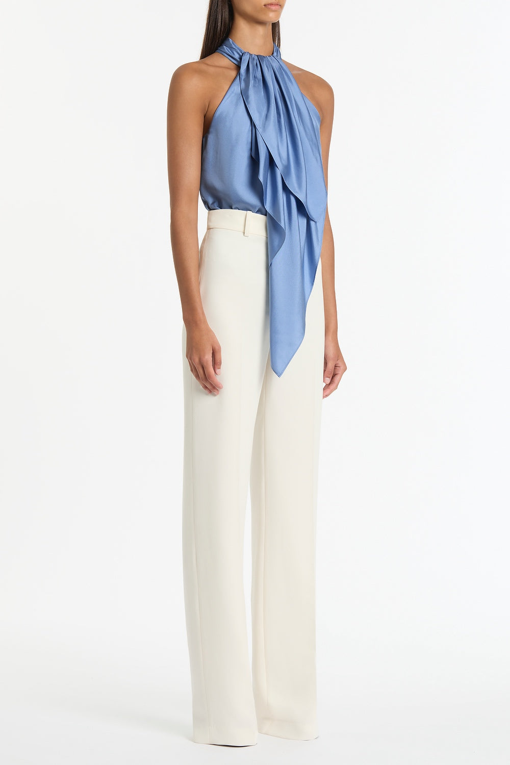 Carla Zampatti Ivory Crepe Straight Leg Pant (White)