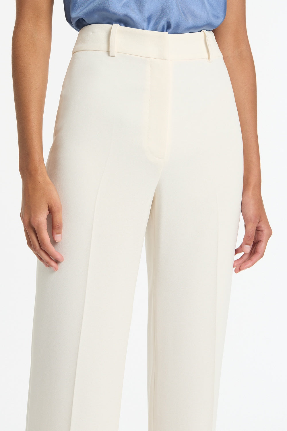 Carla Zampatti Ivory Crepe Straight Leg Pant (White)