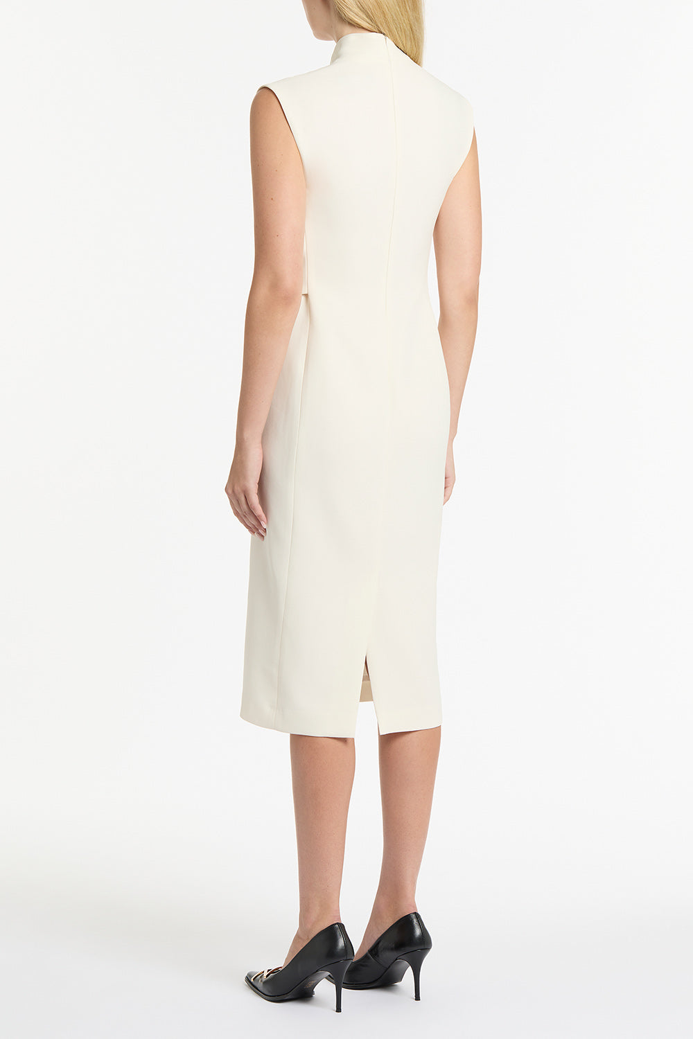 Carla Zampatti Ivory Crepe Striscia Dress (Cream)