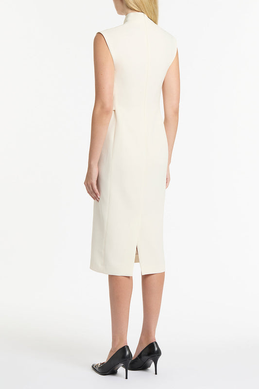 Carla Zampatti Ivory Crepe Striscia Dress (Cream)