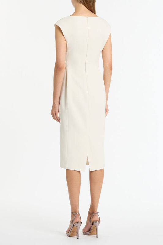 Carla Zampatti Ivory Crepe Tie Front Dress (White)